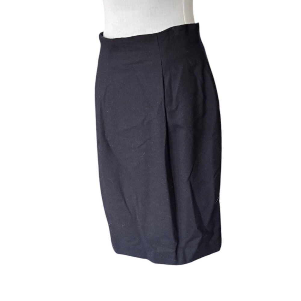 Vintage Valerie Stevens Petites Y2K‎ 90s 100% Wool pleated black skirt sz 10P - Picture 2 of 10